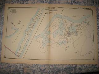 Vintage Antique 1916 Southampton North Sea York Handcolored Map Rare Fine Nr