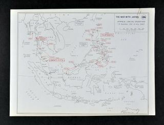 West Point Wwii Map War Japan Landings Philippines Malaysia Thailand Singapore