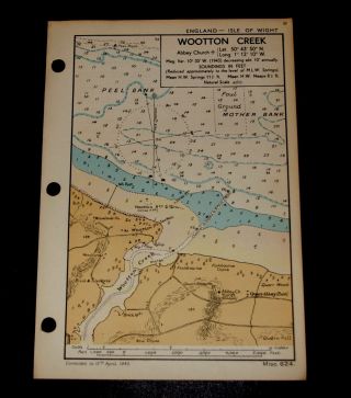 Wootton Creek,  Isle Of Wight - Ww2 Naval Map 1943