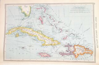 Map Of Cuba,  Bahamas,  Haiti.  1905.  Caribbean