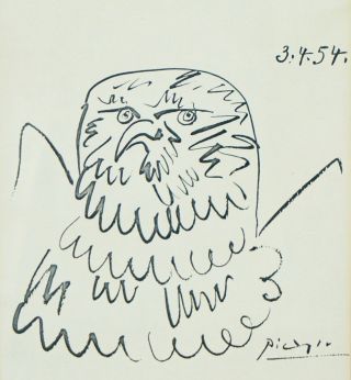 Pablo Picasso Lithograph Silk Screen Print Of An Eagle Or Owl C1954