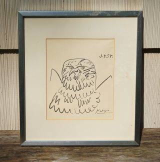 Pablo Picasso Lithograph Silk Screen Print of an Eagle or Owl C1954 2