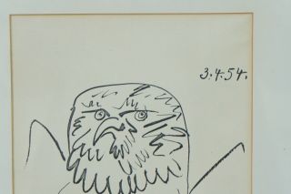 Pablo Picasso Lithograph Silk Screen Print of an Eagle or Owl C1954 5