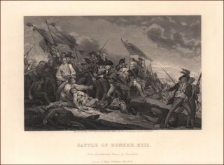 Battle Of Bunker Hill By Trumbull,  Antique Engraving,  C.  1879