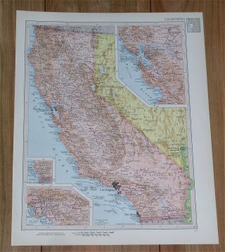 1951 Vintage Map Of California San Francisco Los Angeles Verso Colorado