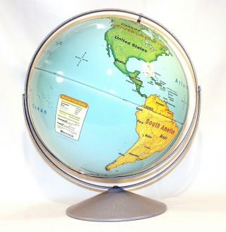 Vintage Nystrom First Globe Large 16 " Diameter Relief Map 31 - 47 Double Axis