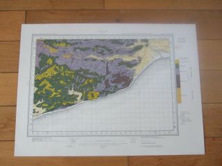 Vintage Geological Map Hastings Ordnance Survey 1952 Wall Map East Sussex