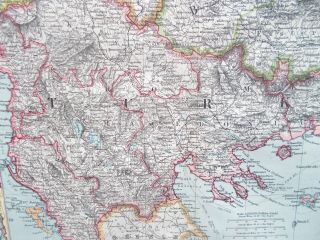 Map of Turkey in Europe & Balkans.  1905.  Serbia.  Bulgaria.  Romania. 2