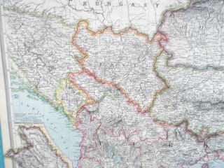 Map of Turkey in Europe & Balkans.  1905.  Serbia.  Bulgaria.  Romania. 4