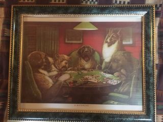 Pinched With Four Aces And A Waterloo By C M Coolidge.  Dogs Playing Cards.