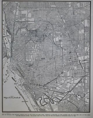 Vintage 1942 World War Ii Atlas City Map Buffalo,  Ny,  York Wwii Railroads