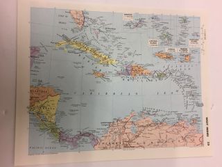 Large West Indies Map 1981 22.  2cm X 27.  9cm Bermuda Jamaica Haiti