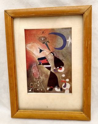Joan Miro Woman Bird By Moonlight Print Picture Frame Card 1949 Tate Gallery Vtg