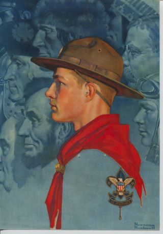 Vintage 1930s - 40s Print Norman Rockwell Boy Scout Famous Leaders Lincoln
