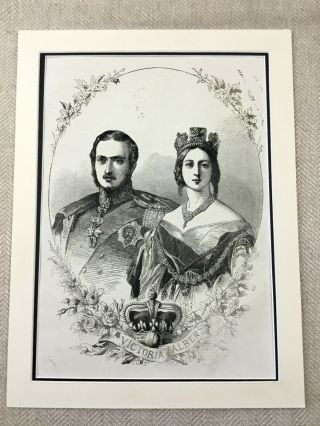 Queen Victoria Prince Albert Royal Portrait Antique Print