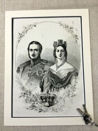 Queen Victoria Prince Albert Royal Portrait Antique Print 2