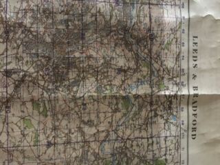 Large Vintage War Revised Map Of Leeds Bradford 1940 Colour On Woven Material 3