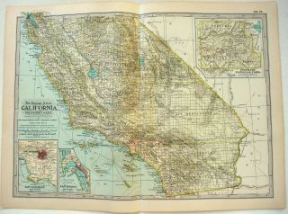 1902 Map Of Southern California By The Century Company.  Antique
