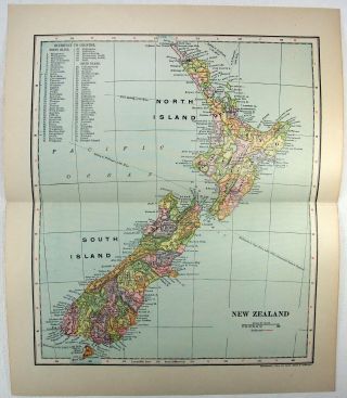 1903 Map Of Zealand By Dodd Mead & Company.  Antique