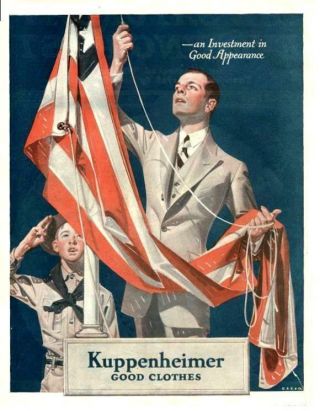 Kuppenheimer Good Clothes - J.  C.  Leyendecker - Boy Scout - Flag - 1922