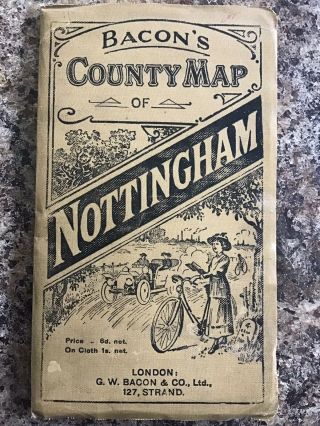 Antique Bacons County Map Of Nottingham