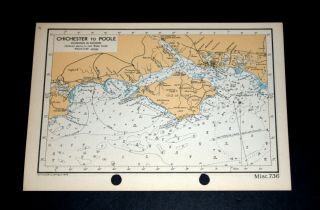 2 Vintage Ww2 Naval Maps Chichester,  (isle Of Wight) To Poole To Bridport,  1943