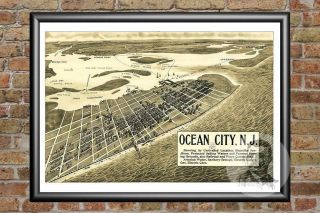 Old Map Of Ocean City,  Nj From 1903 - Vintage Jersey Art,  Historic Decor