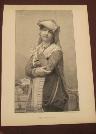 Antique 19th Century " Young Bride " Engraving Print J Lefebure