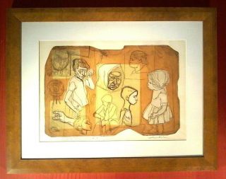 Listed Amer Artist Irving Amen Signed Etching Sketchbook Fragments 13 Framed