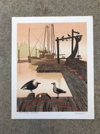 Walton Butts Signed Print “sheltered Harbor” 13 X16
