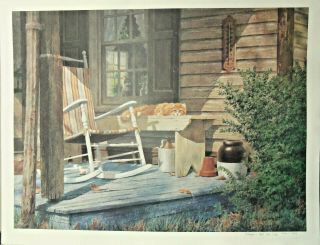 Bart Phillips Sloane Lithograph Cats On A Wooden Porch Sample C1987 27 " X 21 "