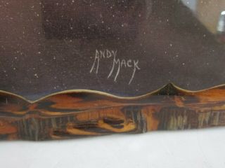 Andy Mack Unicorn in Space Vintage 1970s/80s Lacquered Wood Wall Plaque 16x22 3