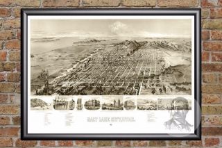 Vintage Salt Lake City,  Ut Map 1891 - Historic Utah Art - Victorian Industrial