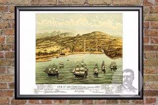 Vintage San Francisco,  Ca Map 1884 - Historic California Art - Old Victorian