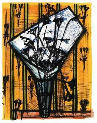 Bernard Buffet,  Flowers,  1967 Color Lithograph