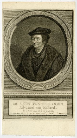 Antique Print - Portrait - Aert Van Der Goes - Houbraken - 1760