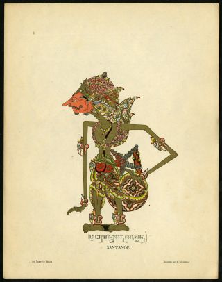 Antique Print - Santanoe - Cantanu - Wayangpoerwa - Kulit - Java - Teillers - Soelardi - 1919