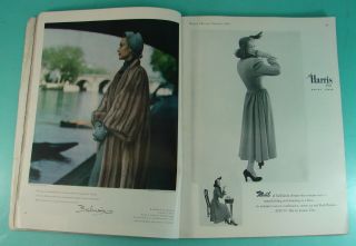 2 Vtg Harper ' s Bazaar Fashion Design Magazines September 1948 & December 1949 4