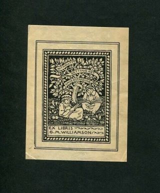 1894 Antique Ex Libris Bookplate By Arthur Gaskin Arts & Crafts Artist