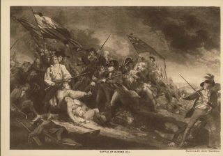 Antique Print American Revolution Battle Bunker Hill Revolutionary War Gravure