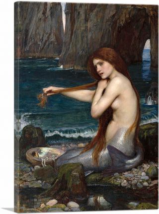 Artcanvas A Mermaid 1900 Canvas Art Print By John William Waterhouse