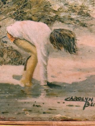 Signed At The Beach by Carolyn Blish Seascape Sand Dunes Little Girl Canvas 2