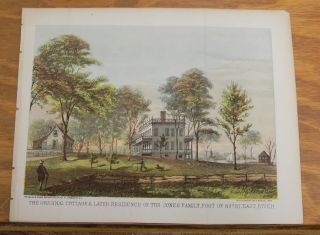 1866 Antique Color Print/new York City,  Jones Mansion,  82nd Street & East River