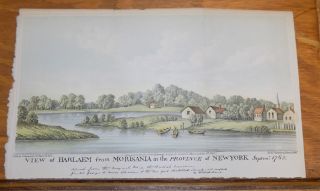 1863 Antique Color Print/new York City,  1765 View Of Harlem From Morisania