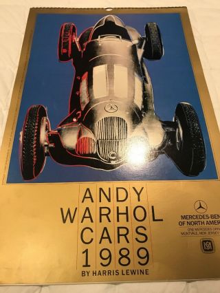 Vintage 1989 Andy Warhol Cars Mercedes Benz Issue Calendar 14 1/2 X 22”