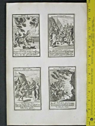 4 Masterful Engravings Showing Scenes From Leviticus 10 - Numbers 11,  Ca.  1695