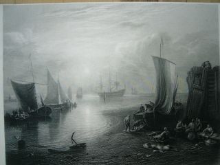 J.  M.  W.  Turner - The Sun Rising In A Mist.  Engraving By J.  C.  Armytage.  Ca 1850