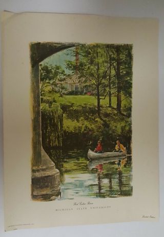 Red Cedar River Limited Ed Print For Michigan St.  Univ 1969 Childress Associates