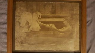 Vintage R.  Hendrickson Sepia Art Print Woman Bathing In Tub