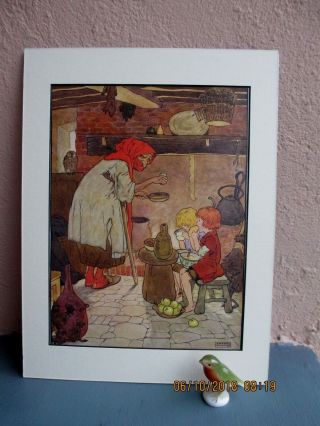Vintage Illustration Of Hansel And Gretel And Witch By Frank Adams 1940 